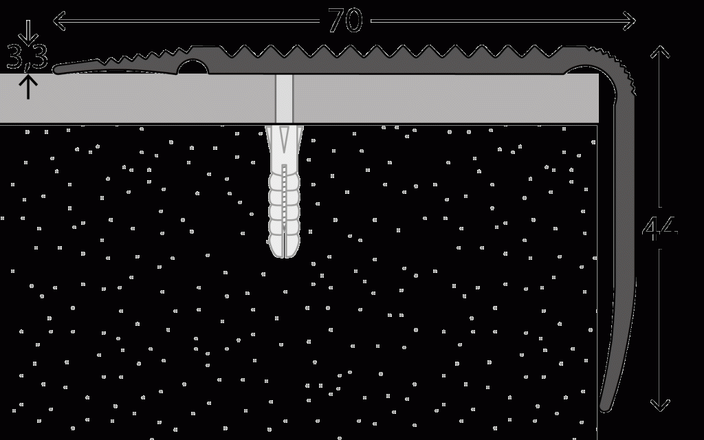 Hoekstrip Ribbel Alu. 70x44 8x250cm - nr. 166 1661311250