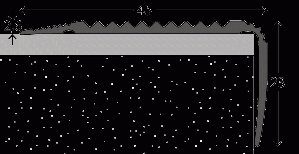 Hoekstrip Ribbel Zilver 45x23mm 10x270cm - nr. 170 1702311270