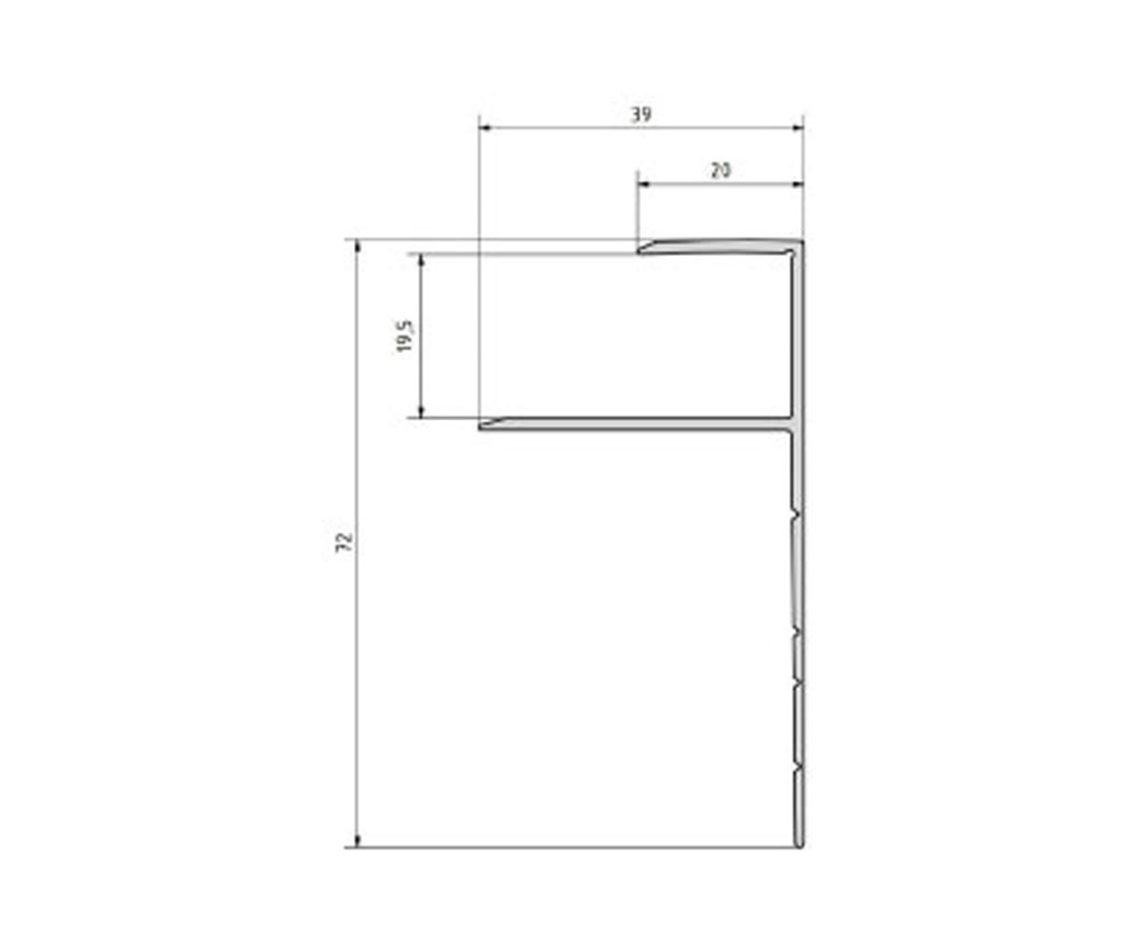 JOKA PARO Akustik Alu F-Eindprofiel voor vlakke montage PPF003 Wit mat 20x50mm 3,05mtr