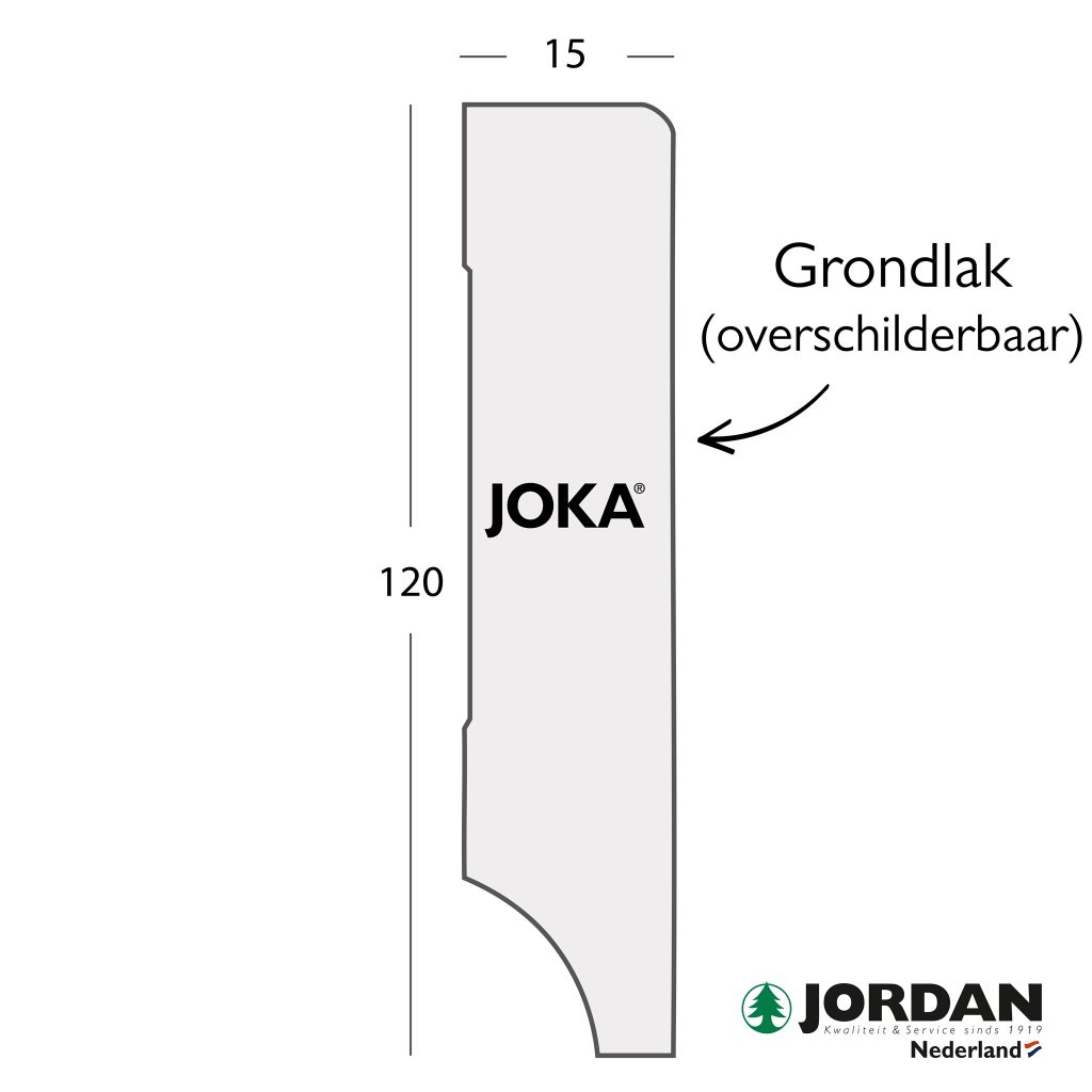 MDF JK NL Plint V313 15x120x2440mm Grondlak Wit 5stf=12,2mtr
