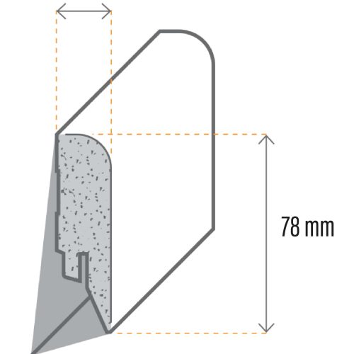 MDF plint 16x78x2500 grondeerfolie wit Modern (afgerond) 5staaf (250) UITLOPEND