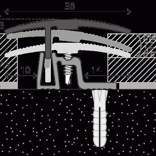 Overgangsprofiel PS400 7-175mm 38mm Edelstaal-Mat 270cm - nr. 401 4012314270