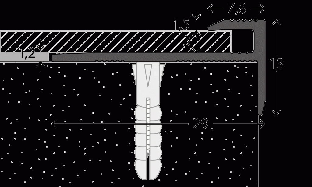 Trapkantprofiel PVC 2,5-3mm Zilver 10x250cm - nr. 177 1771311250