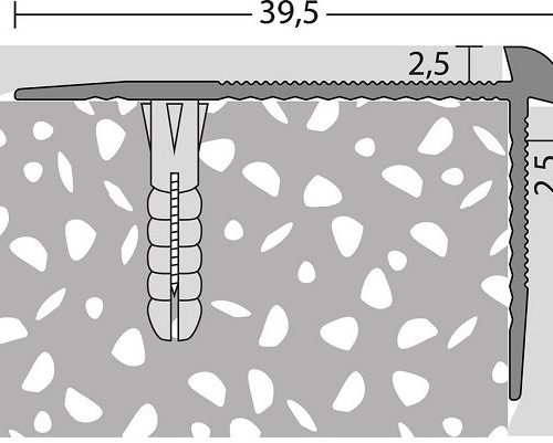 Traprandprofiel PVC 25mm 500cm!! Zilver 39,5x25,5mm 10x500cm - nr. 287 2871311500
