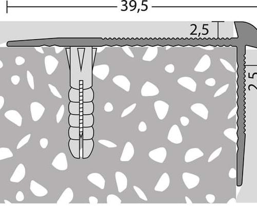 Traprandprofiel PVC 2,5mm Zilver 39,5x25,5mm 10x250cm - nr. 287 2871311250