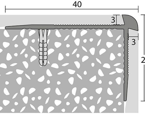 Traprandprofiel PVC 3mm 26mm Zilver 40x26mm 10x250cm - nr. 187 1871311250