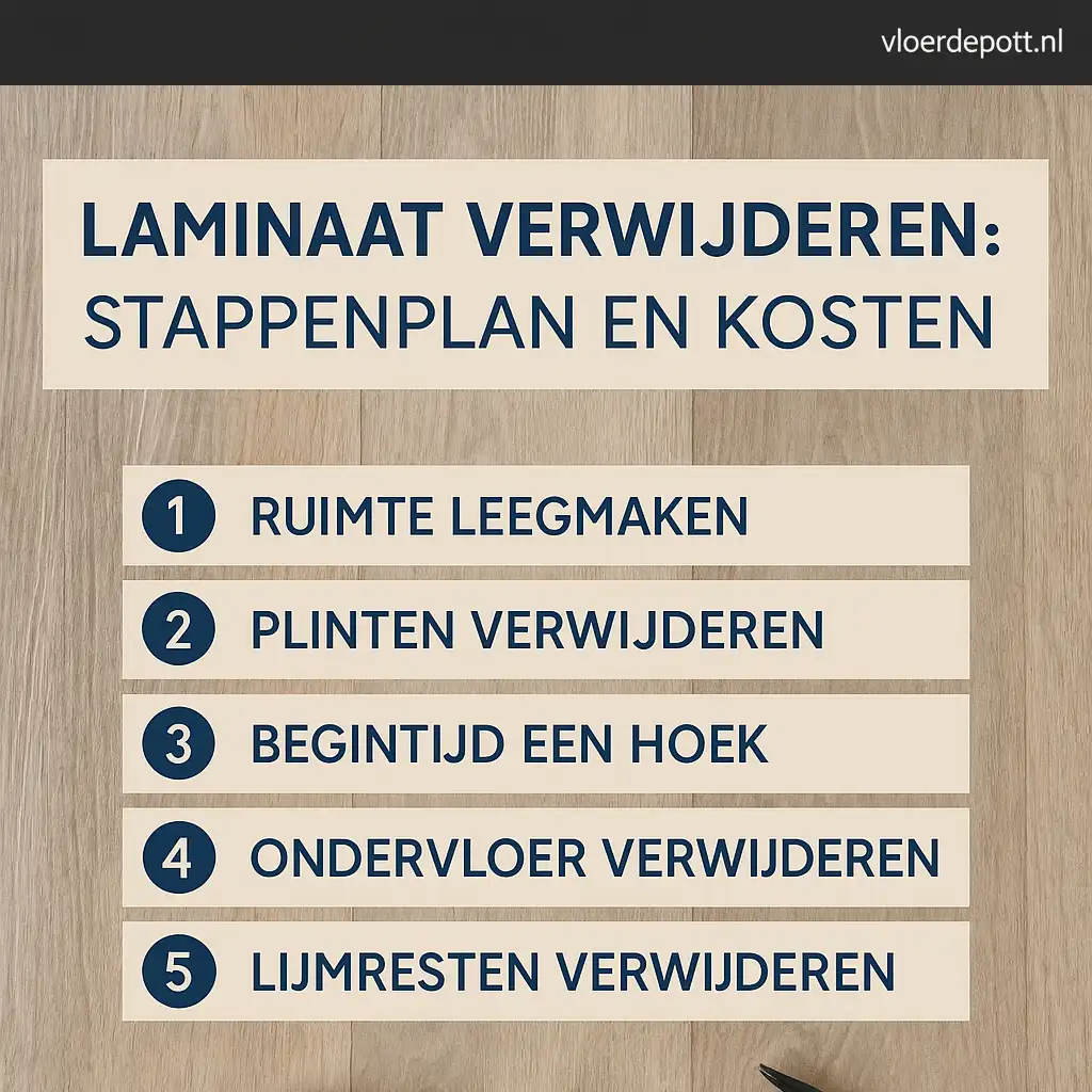 Laminaat verwijderen? Lees het stappenplan, kosten en tips voor hergebruik of afvoer. Deskundig advies van Vloerdepot.nl.
